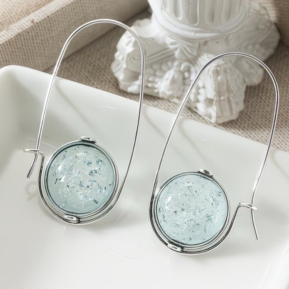 New! Elegant Silver and Blue Dangle Earrings 🐋 A0-18